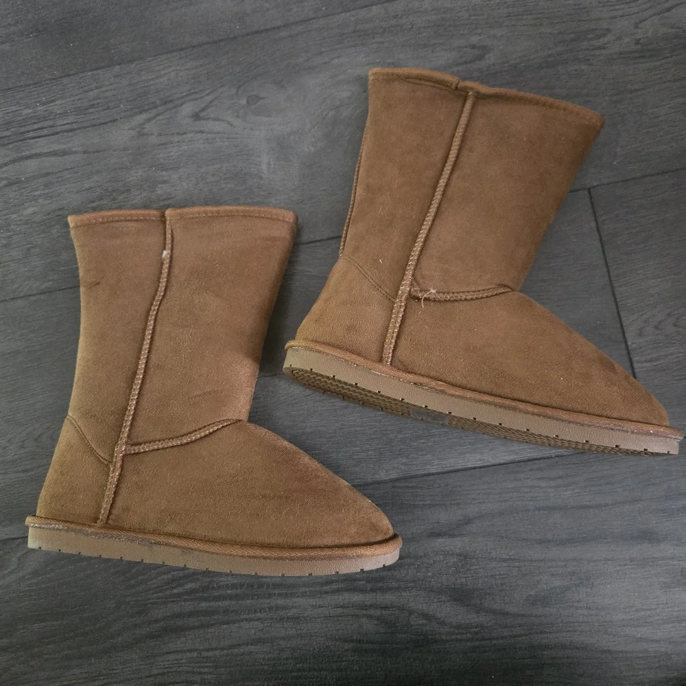 Forever Tan Faux Suede Fur Lined Winter Boots
